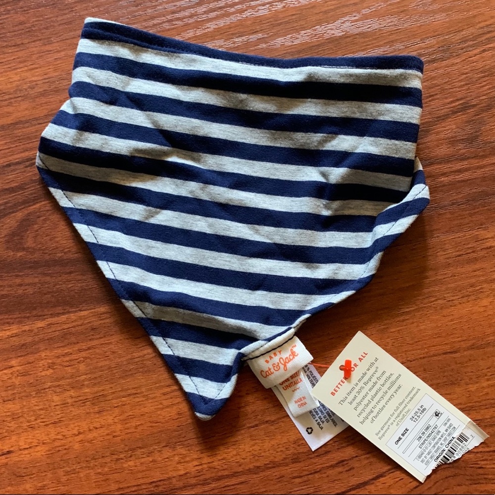 Cat & Jack Blue and Grey Striped Bib